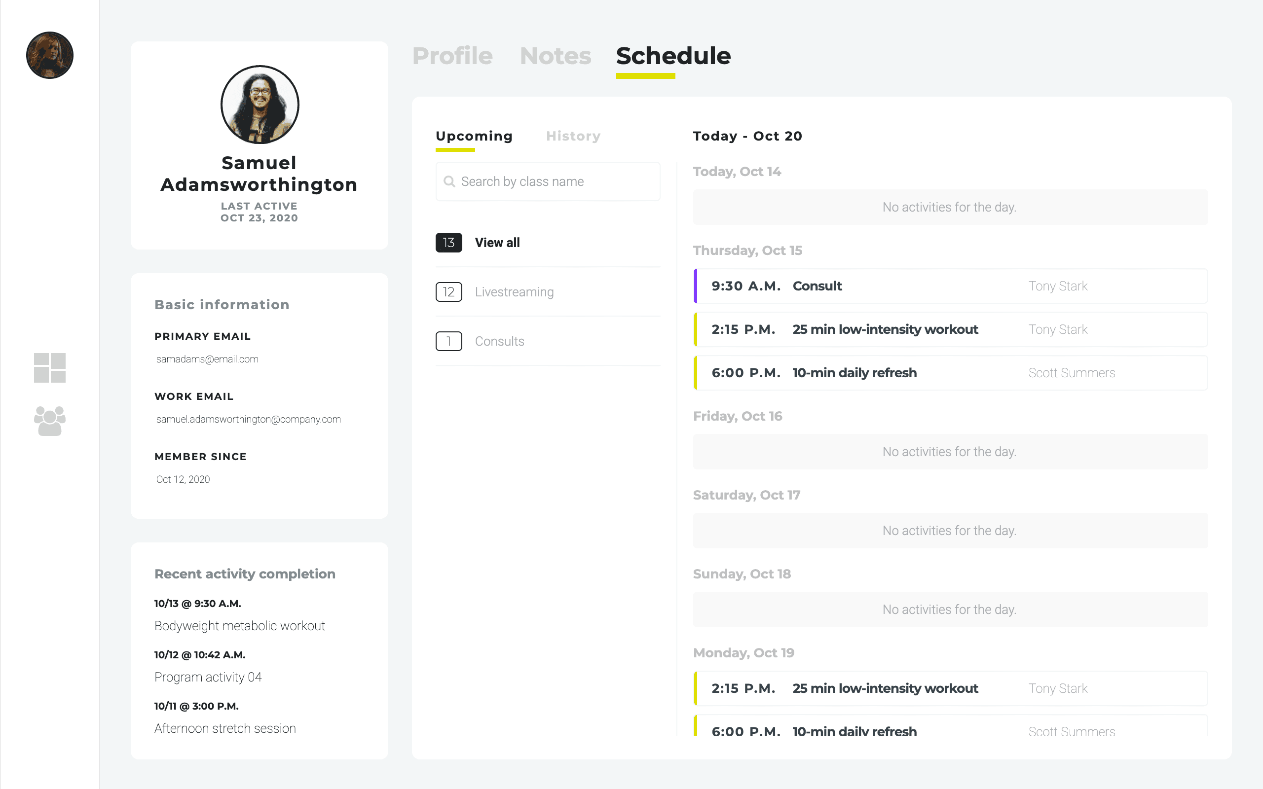 Coach Hub interface 3