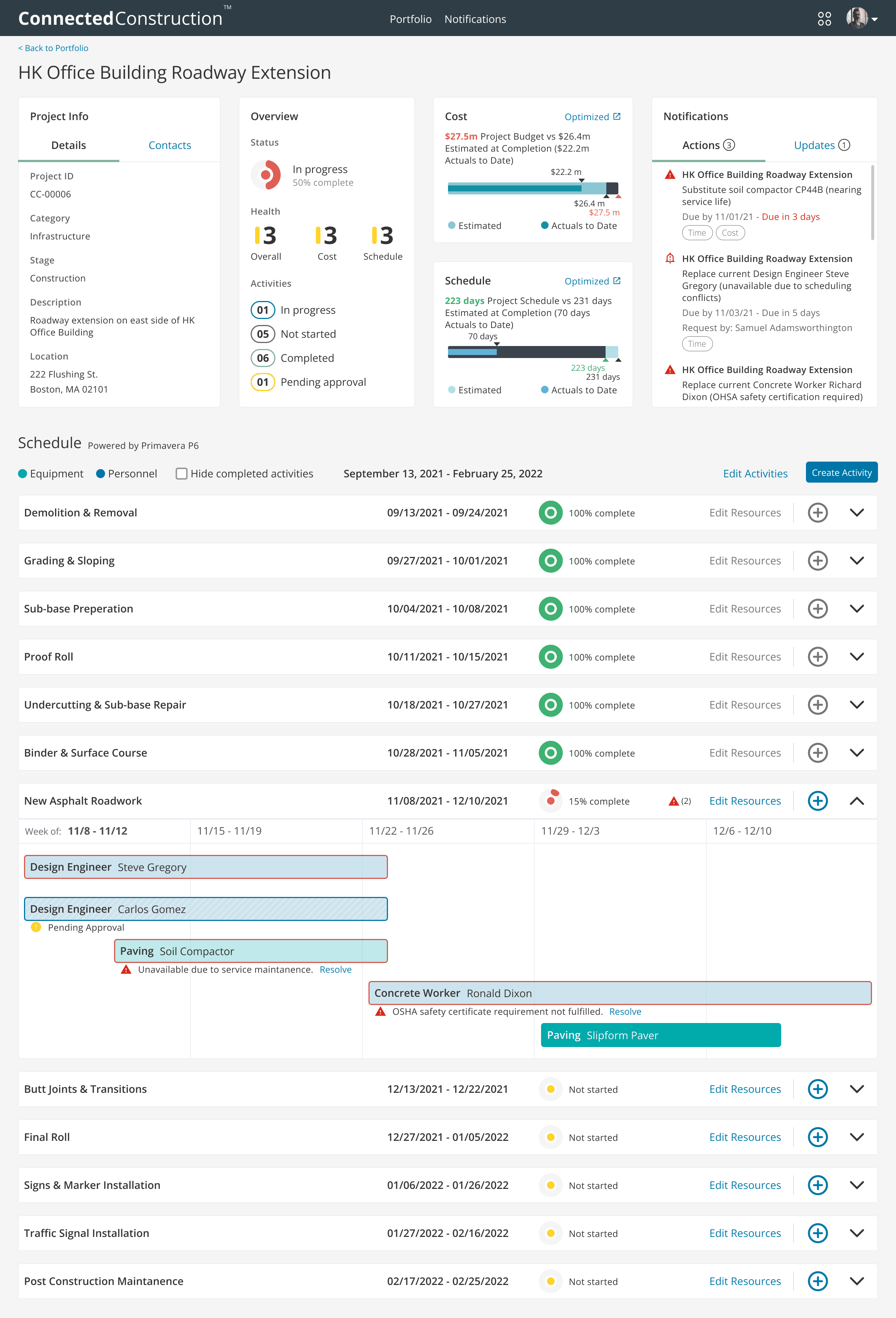 Connected Construction interface